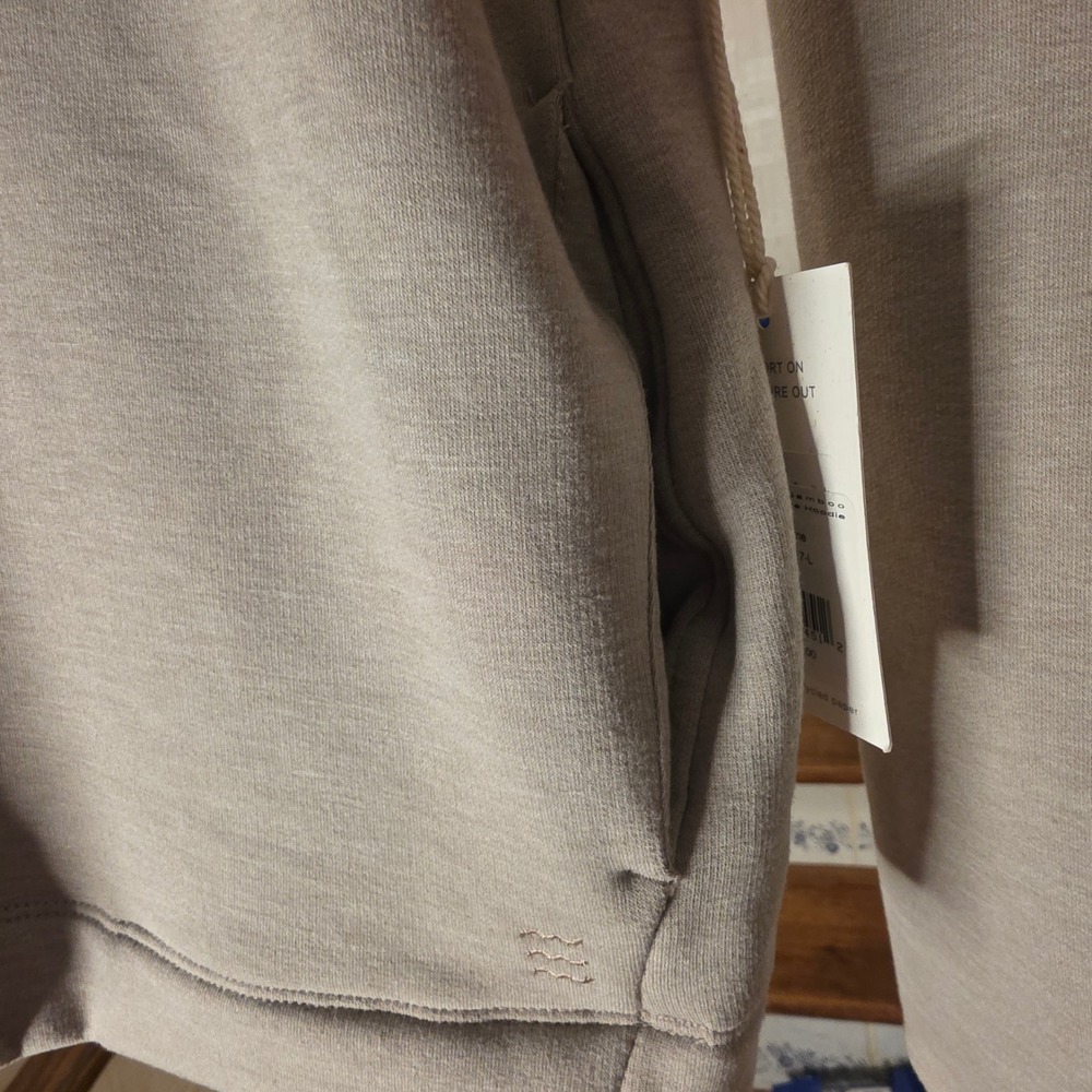 Free Fly Bamboo Lightweight Fleece Hoodie Women's Large Heather Stone NEW $98 - Picture 9 of 9